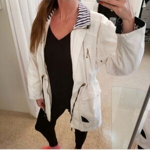Vintage Nautical Mom Jacket White & Blue Size Medium
